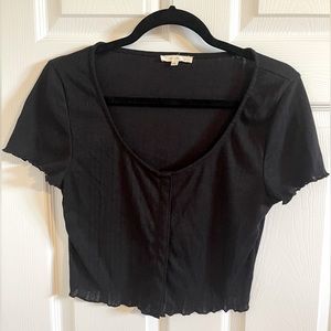 NWOT Le Lis Black snap-front baby tee